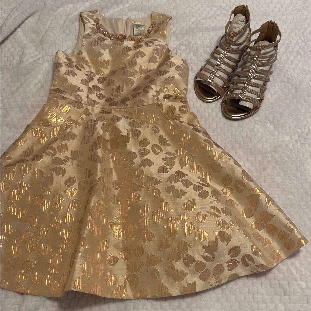 Max Studio Shimmering champagne Gold Kids Dress